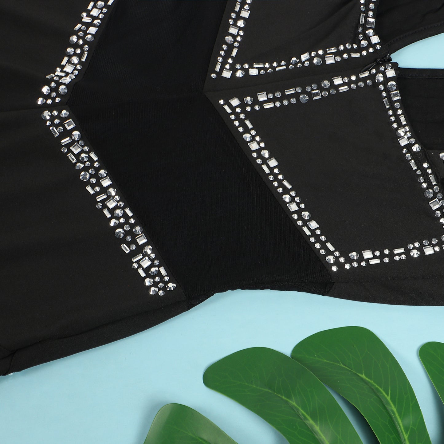 Women's See-through Deep V Rhinestone Jumpsuit - Sculptify™