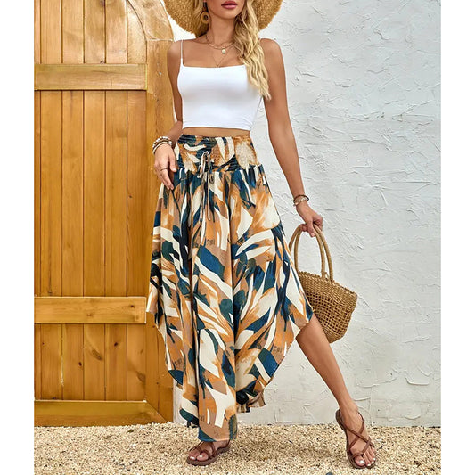Casual Summer Floral Tie-Front Skirt