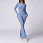 Leisure Horn Long Sleeve Yoga Jumpsuit Naked Women Feeling Tight Quick-drying Sports Workout - Sculptify™