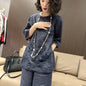 Womens Two-Piece Set New Chinese-Style 34-Sleeve Top With Wide-Leg Pants - Sculptify™