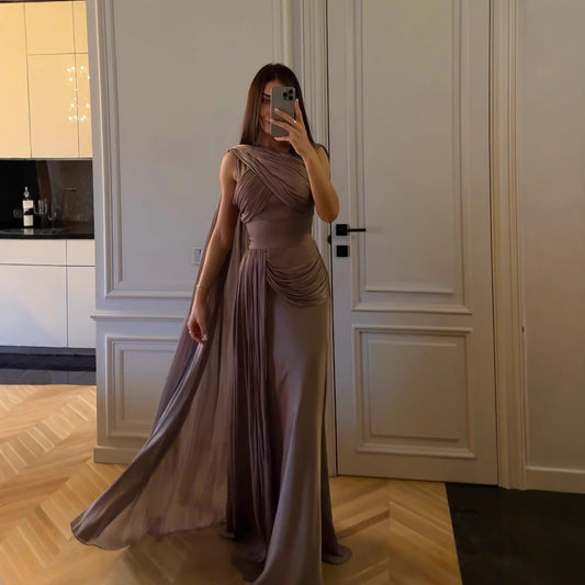 Pleated Ribbon Satin Evening Dress - Sculptify™