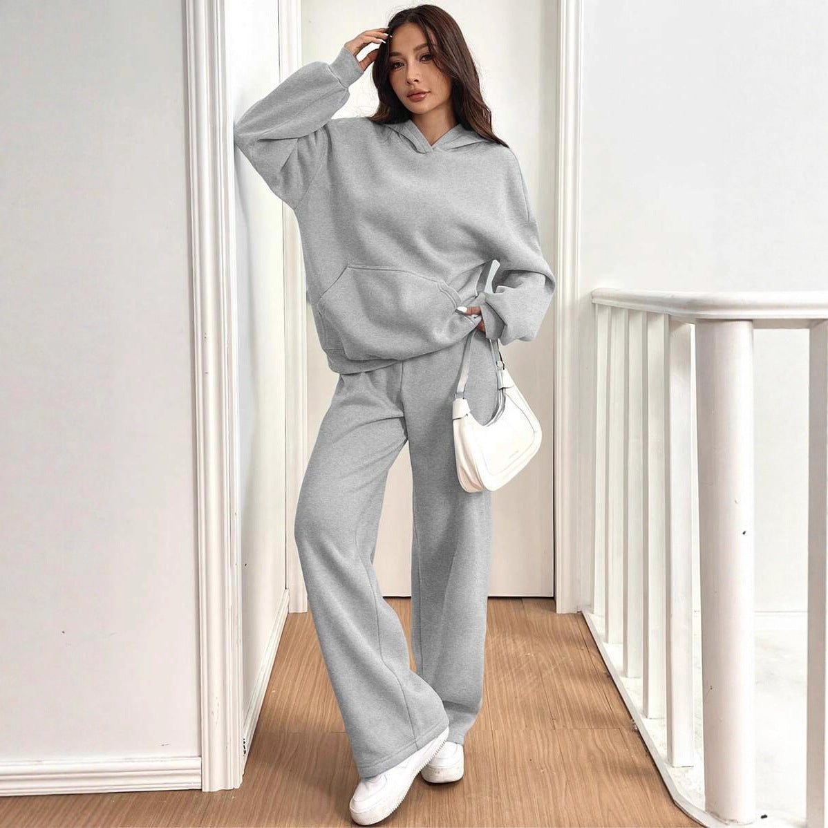 Womens Casual Warm Hooded Top And Pants Set - Sculptify™