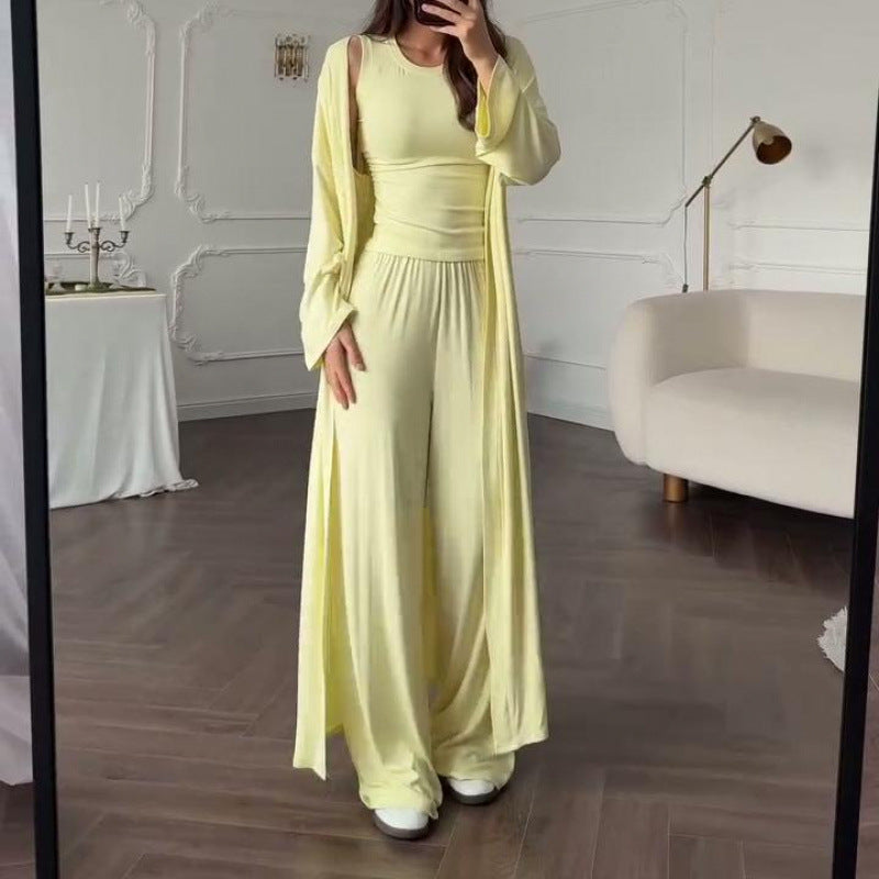 Everyday Wide-leg Pants And Tank Top Three-piece Set  Sets Sculptify™