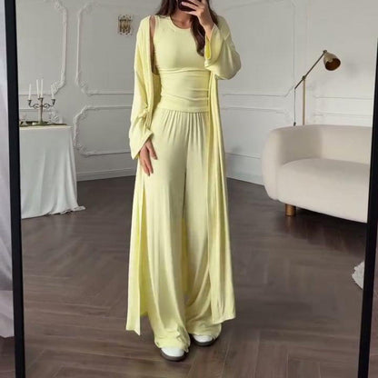 Everyday Wide-leg Pants And Tank Top Three-piece Set  Sets Sculptify™
