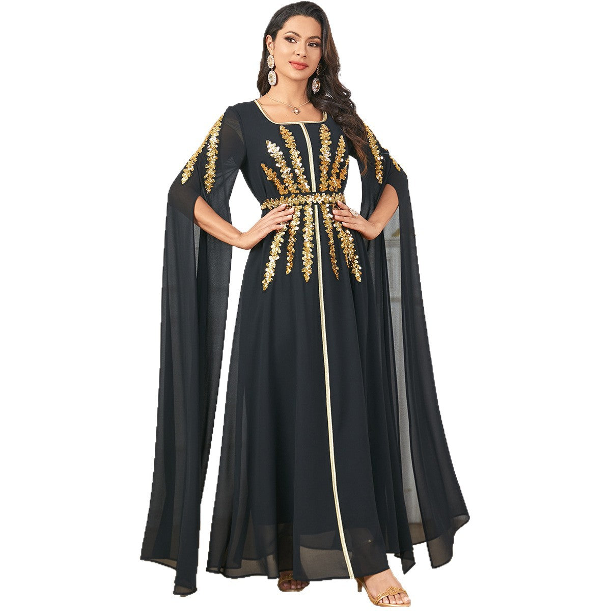 Arab Women's Robe Super Long Sleeve Muslim Dress - Sculptify™