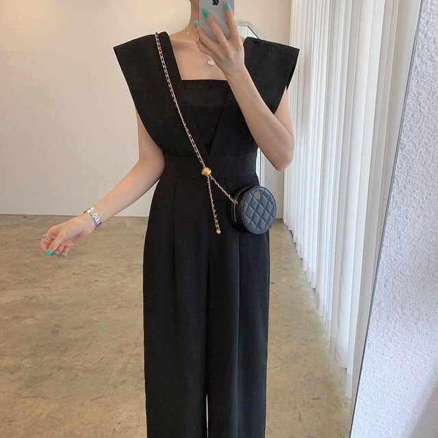Women's Chiffon Retro Sleeveless Jumpsuit Wide Leg Pants - Sculptify™