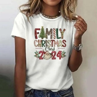 Merry Chrismas New Year Santa Round Neck Short Sleeve Women's T-shirt  Short sleeve t-shirts Sculptify™