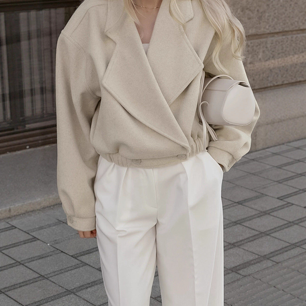 Commuter Wool Coat With A Blazer Collar For Women - Sculptify™