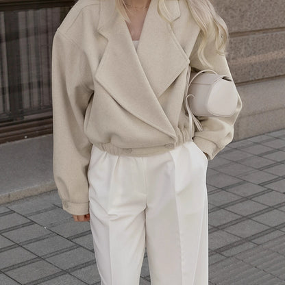 Commuter Wool Coat With A Blazer Collar For Women - Sculptify™