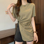 Cotton Irregular Split Short-sleeved T-shirt Women's Summer  Short sleeve t-shirts Sculptify™
