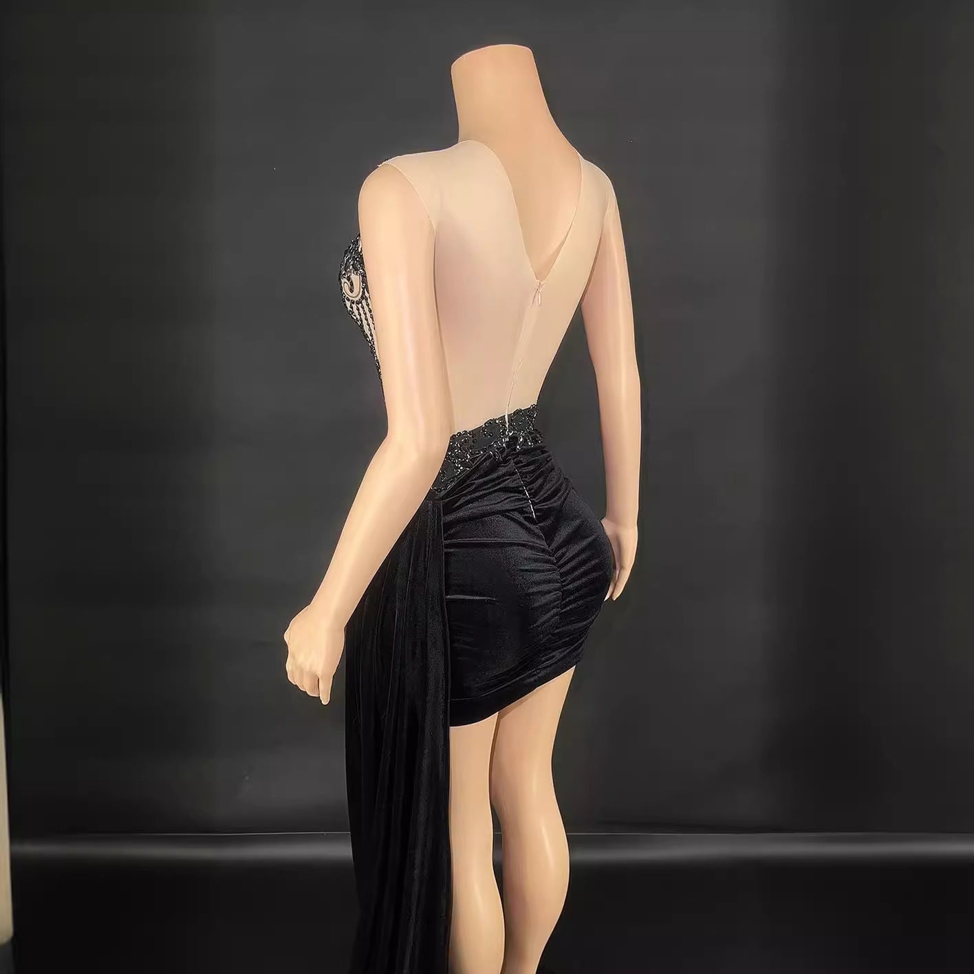 Summer Luxury Evening Dress Female Singer Stage Costume Senior Dress Side Trailing Skirt - Sculptify™