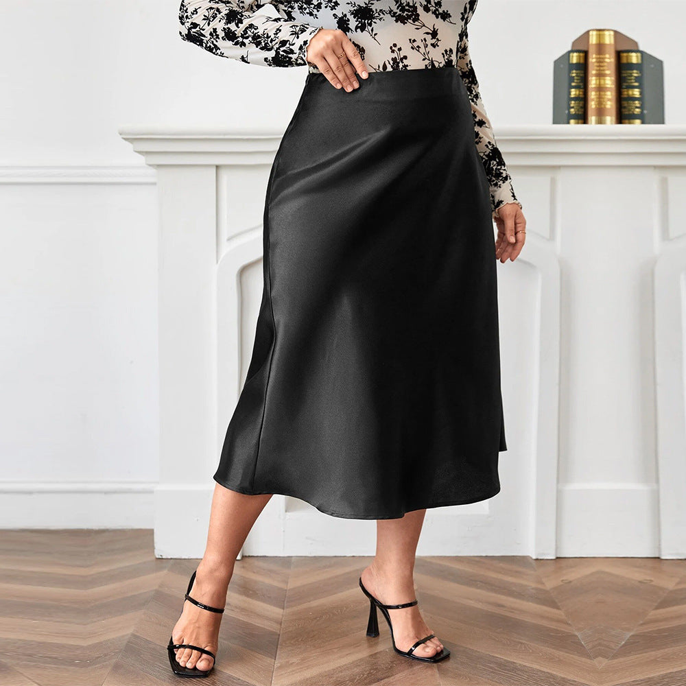 Elegant Zippered Satin Ballroom Skirt