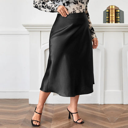 Elegant Zippered Satin Ballroom Skirt