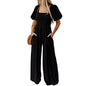 Women's Square Collar Short Sleeve Jumpsuit - Sculptify™