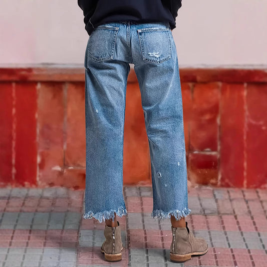 No-Stretch Ripped Street Jeans