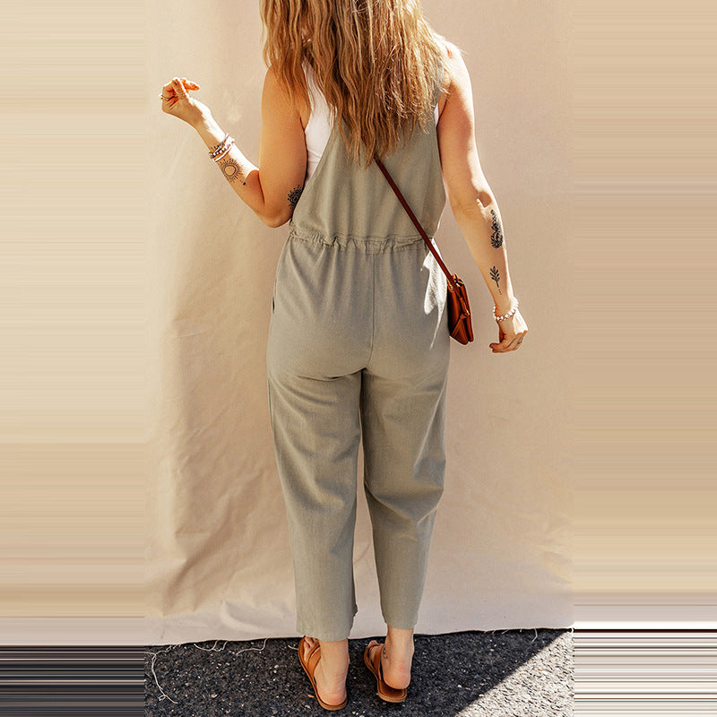 Solid Color Camisole Jumpsuit Loose Sleeveless - Sculptify™