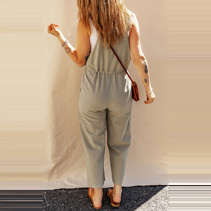 Solid Color Camisole Jumpsuit Loose Sleeveless - Sculptify™