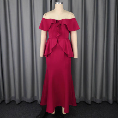 Strapless Ruffled Off-the-shoulder Dress Fishtail Dress - Sculptify™