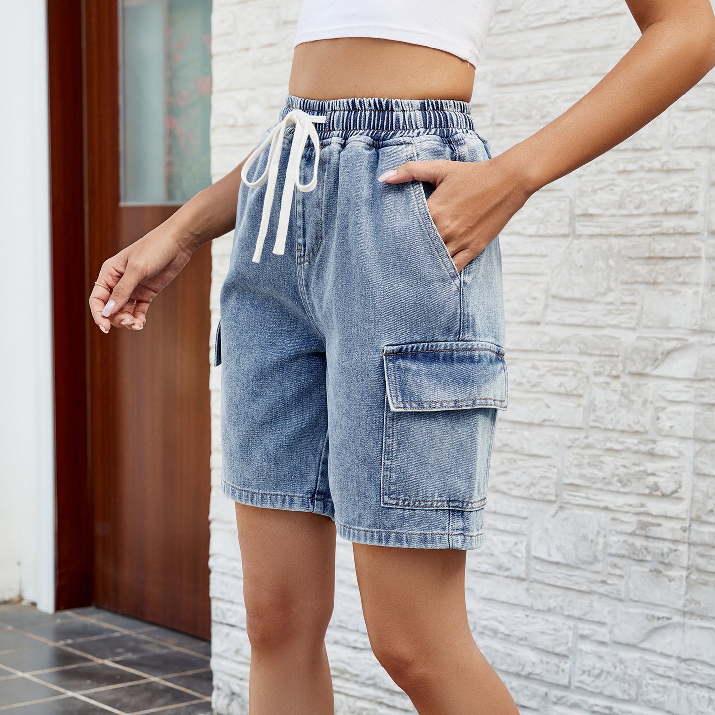 Trendy Washed Five-Point Jean Shorts
