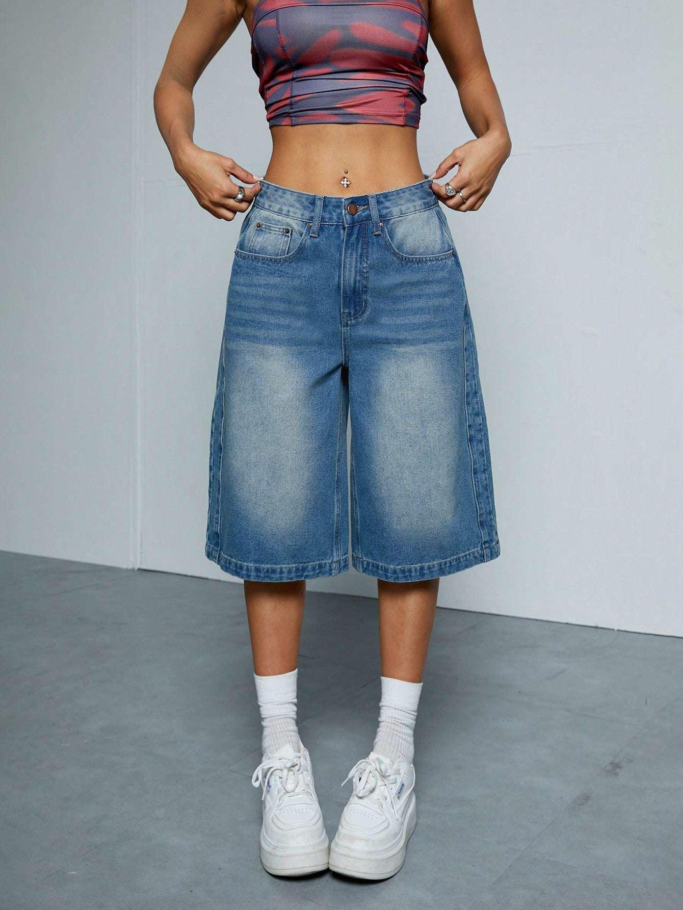 Stylish Loose Wide-Leg Jean Shorts