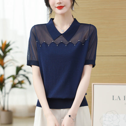 Summer Ice Silk Short Sleeve T-shirt Women  Short sleeve t-shirts Sculptify™