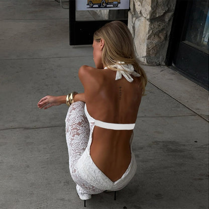 Women's Lace Hollow Backless Jumpsuit - Sculptify™