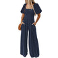 Women's Square Collar Short Sleeve Jumpsuit - Sculptify™