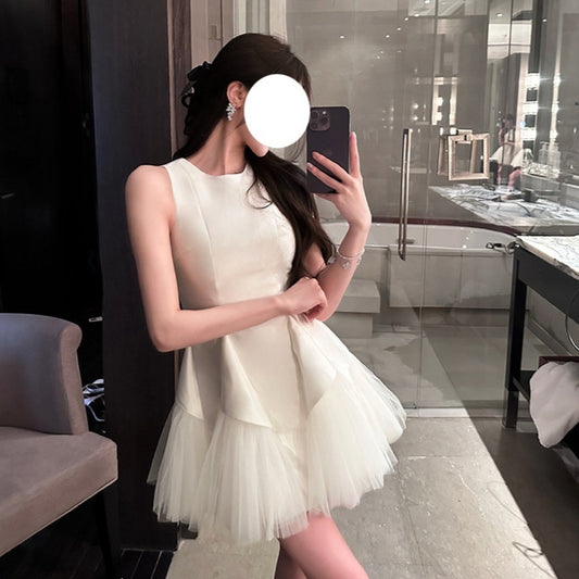 Puff Mesh Stitching Pearlescent Dress - Sculptify™