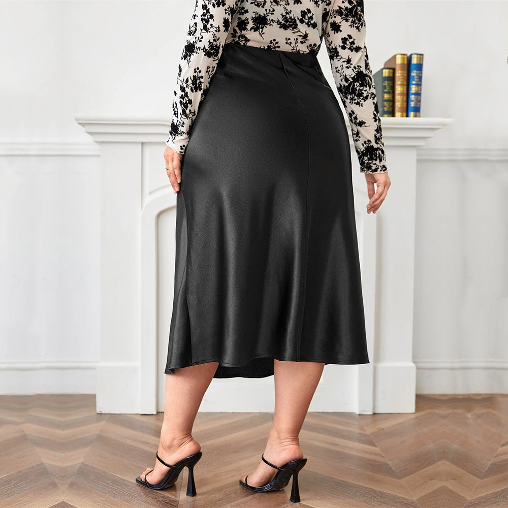 Elegant Zippered Satin Ballroom Skirt