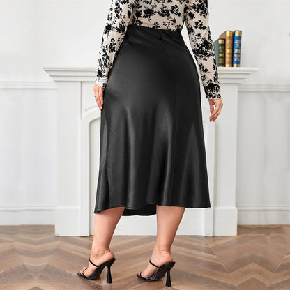 Elegant Zippered Satin Ballroom Skirt