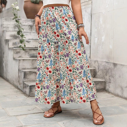 Vintage-Inspired Floral A-Line Skirt