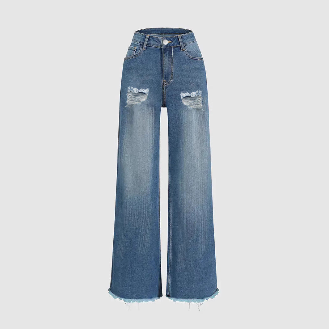 Grunge Flare Raw Hem Jeans