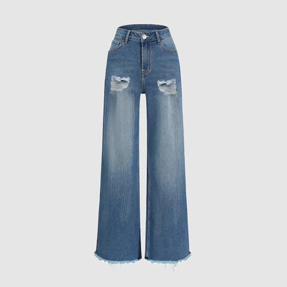 Grunge Flare Raw Hem Jeans