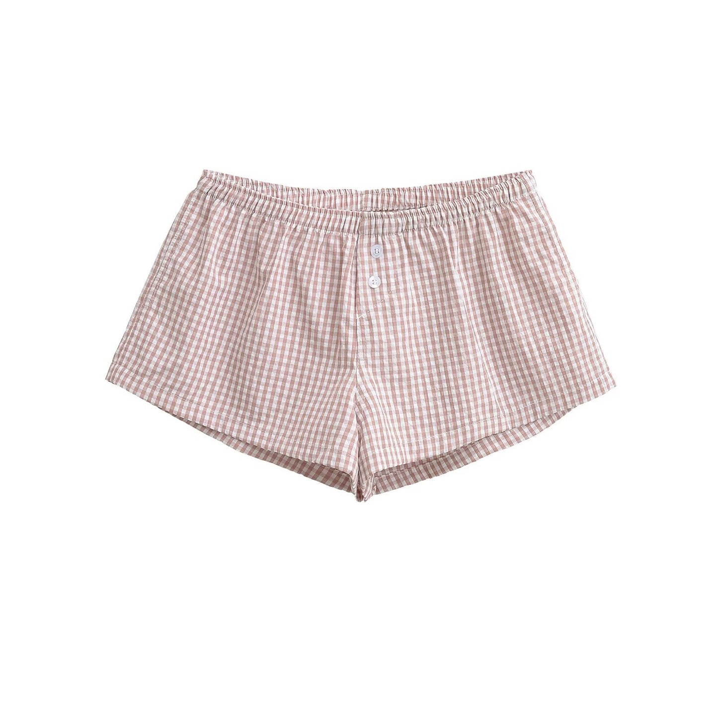 Flowy Plaid Loose Leg Casual Shorts
