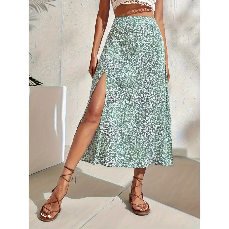 Women’s Chinese-Style Floral Split Skirt