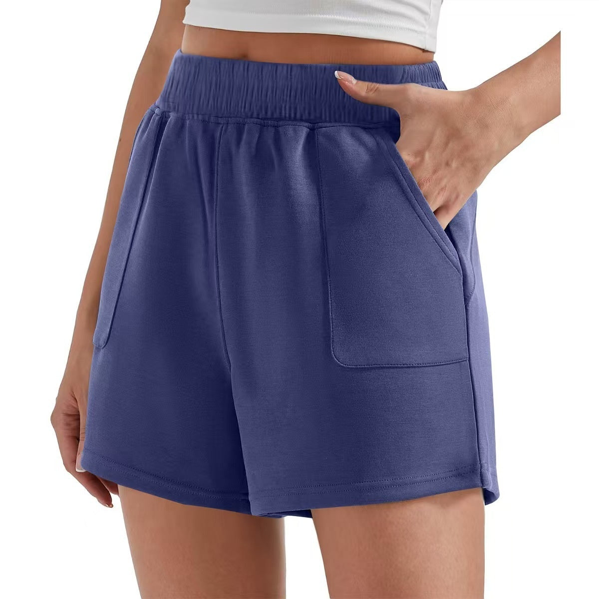 Casual Loose Fit Cream Sports Shorts