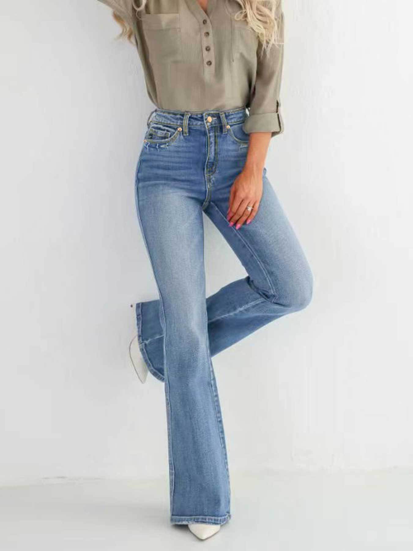 High-Waist Sleek Bootcut Jeans