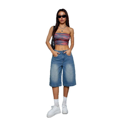 Stylish Loose Wide-Leg Jean Shorts