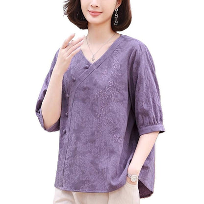 Short Sleeve T-shirt Women's Summer Cotton And Linen Chinese Style Top  Short sleeve t-shirts Sculptify™