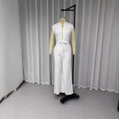 Solid Color Low Neck Sleeveless Tight Jumpsuit - Sculptify™