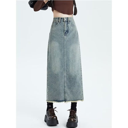 Chic Retro Tassel Denim Skirt