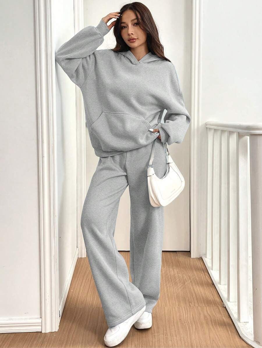 Womens Casual Warm Hooded Top And Pants Set - Sculptify™