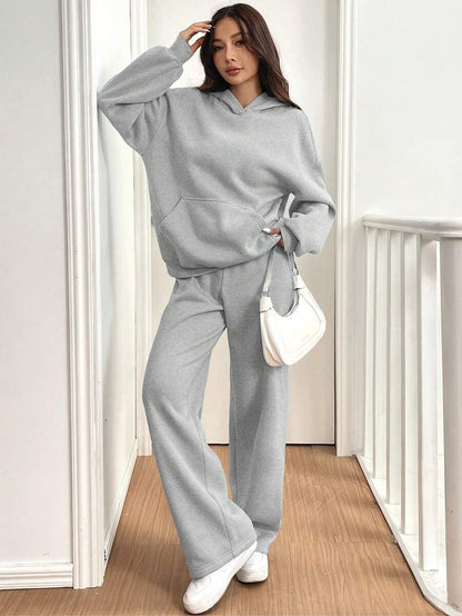 Womens Casual Warm Hooded Top And Pants Set - Sculptify™