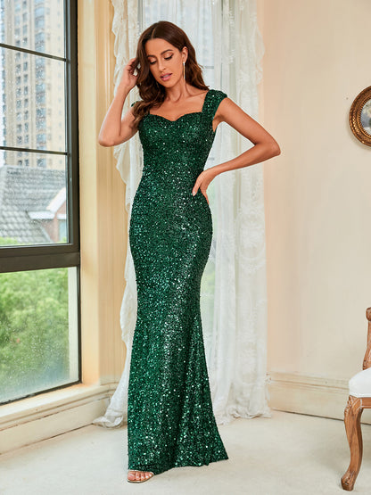 Green Suspenders Mid Waist Party Evening Dress - Sculptify™