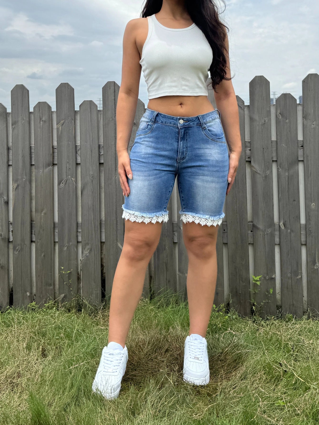 Stylish Light Blue Plus Size Denim Shorts