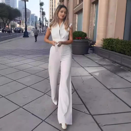 Solid Color Low Neck Sleeveless Tight Jumpsuit - Sculptify™