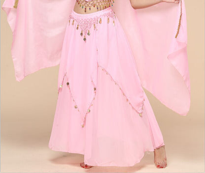 Stage-Ready Coin Hanging Chiffon Skirt