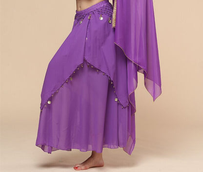 Stage-Ready Coin Hanging Chiffon Skirt