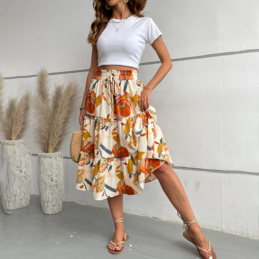 Effortless Boho Floral A-Line Skirt