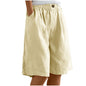 High-Waist Button & Elastic Shorts